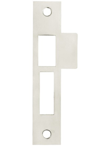 6 inch Solid Brass Mortise Strike Plate in Polished Nickel.